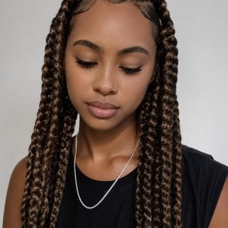 After: the same photo styled with dramatic braids