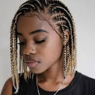 Before: natural hair, facing the camera